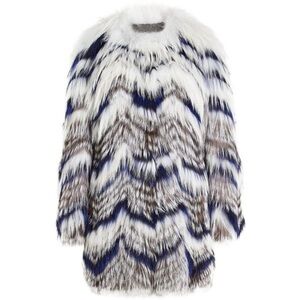 Grey & Multicolor Yves Salomon raccoon /Fox Fur Jacket Size EU 40 /US 10